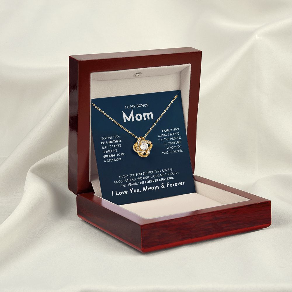 Bonus Mom - Forever Grateful - Love Knot Necklace