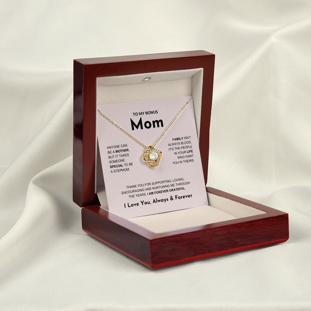 Bonus Mom - Forever Grateful - Love Knot Necklace