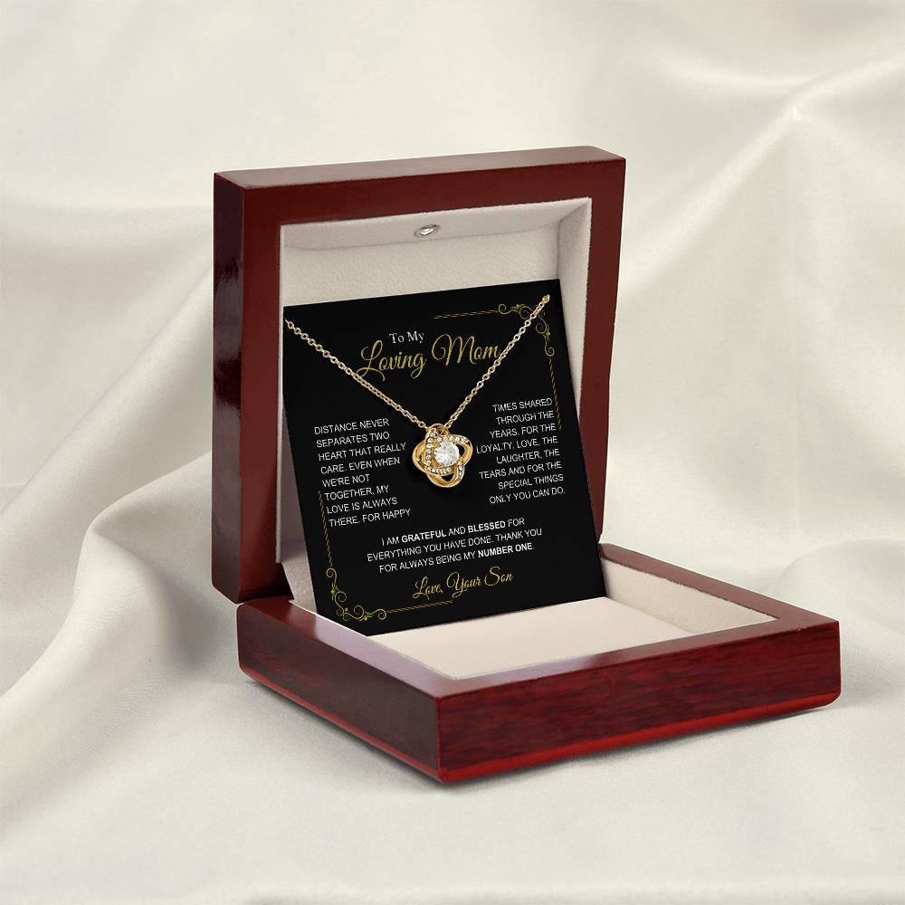 To My Mom-" I am Grateful" Love Knot Necklace-Son