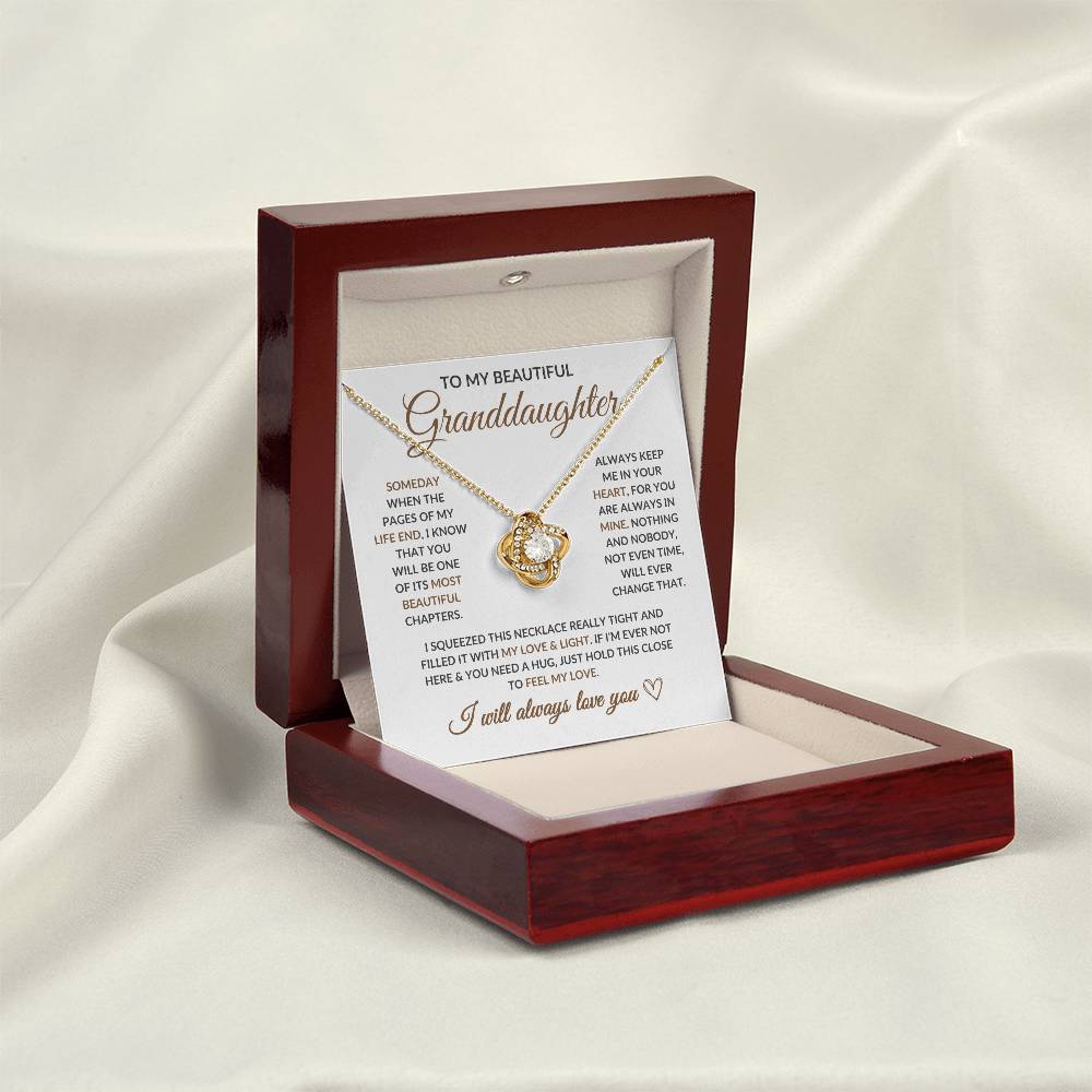 To My Beautiful Granddaughter - Keep Me in Your Heart -Love Knot Necklace- LD04