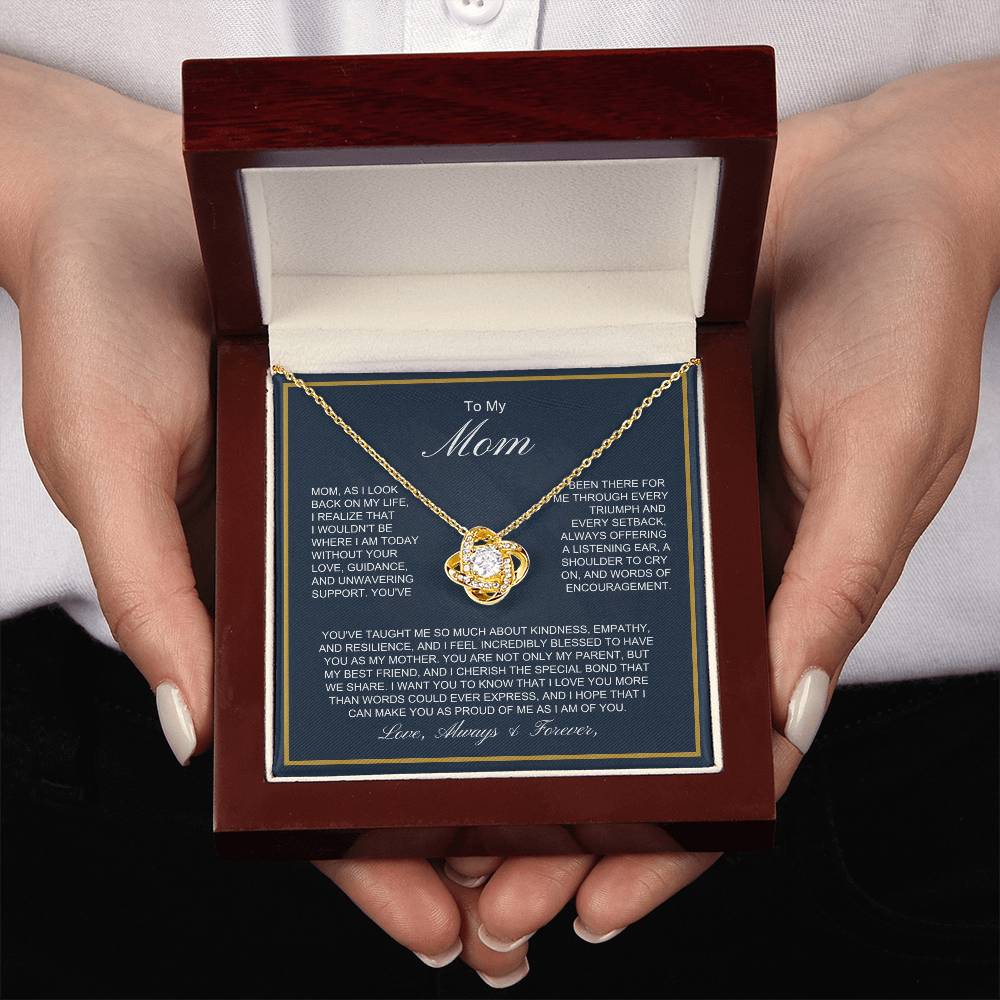 To My Mom - More Than Words - Love Knot Necklace