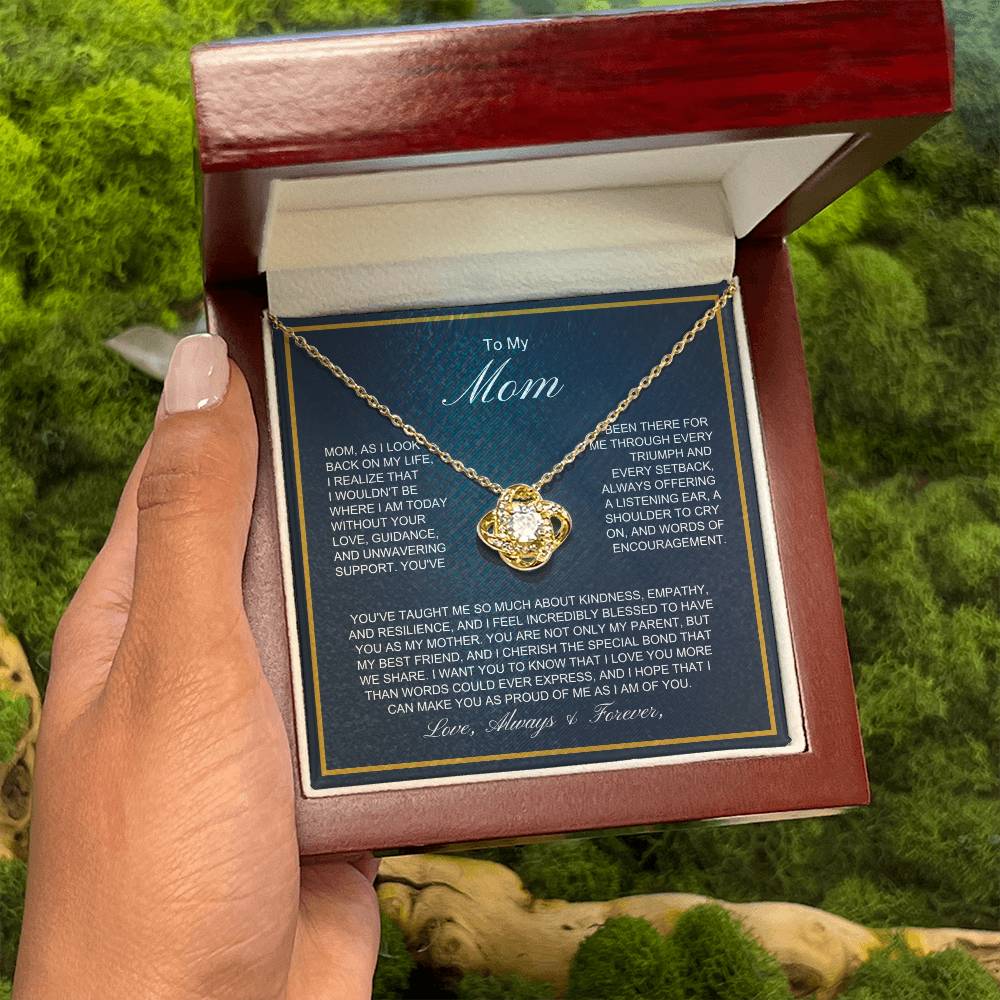 To My Mom - More Than Words - Love Knot Necklace