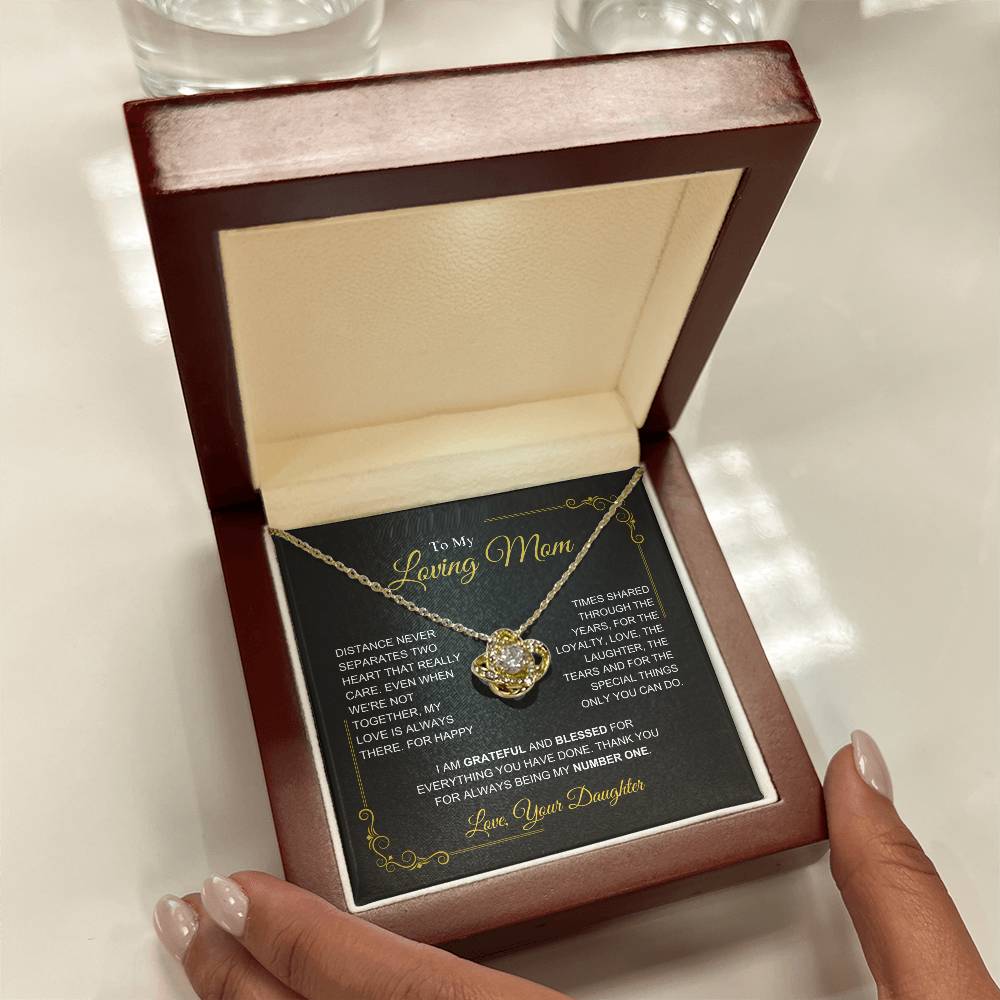 To My Mom-" I am Grateful" Love Knot Necklace-Daughter
