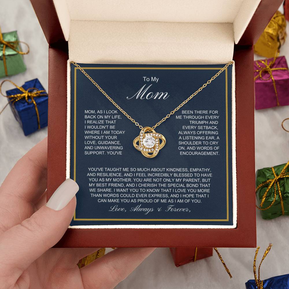 To My Mom - More Than Words - Love Knot Necklace
