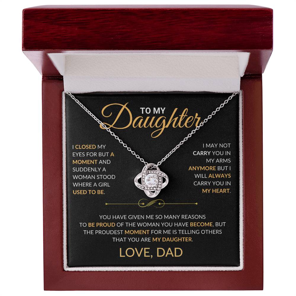 To My Daughter - Love Dad - Beautiful Love Knot Necklace Gift