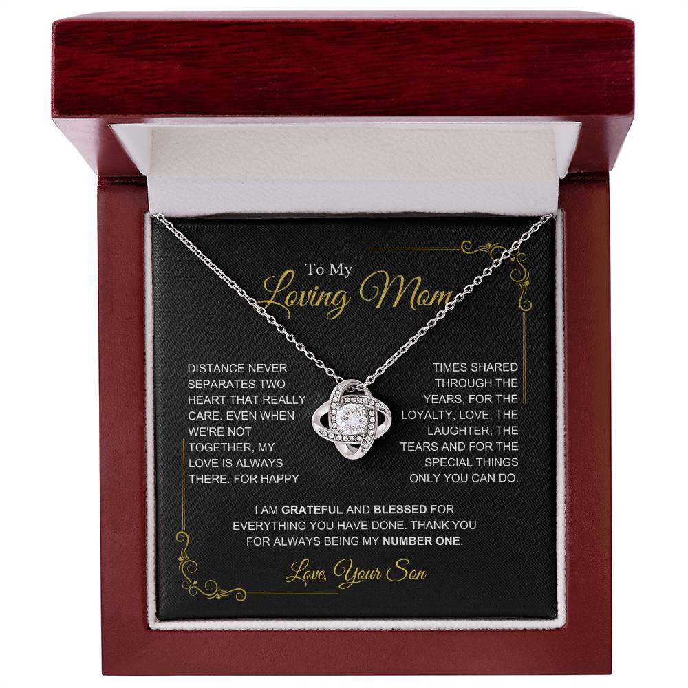 To My Mom-" I am Grateful" Love Knot Necklace-Son