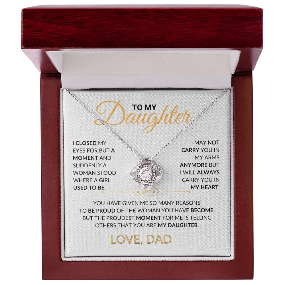 To My Daughter - Love Dad - Beautiful Love Knot Necklace Gift- DL005