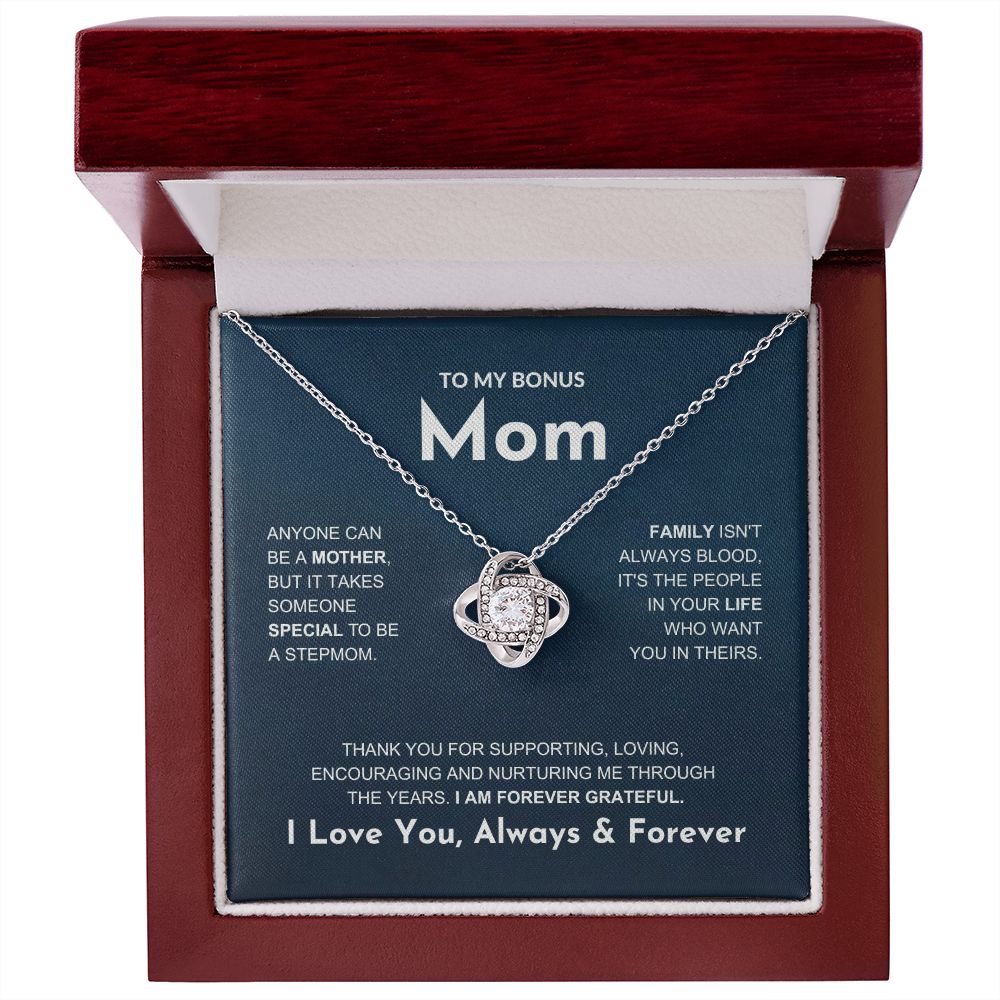 Bonus Mom - Forever Grateful - Love Knot Necklace