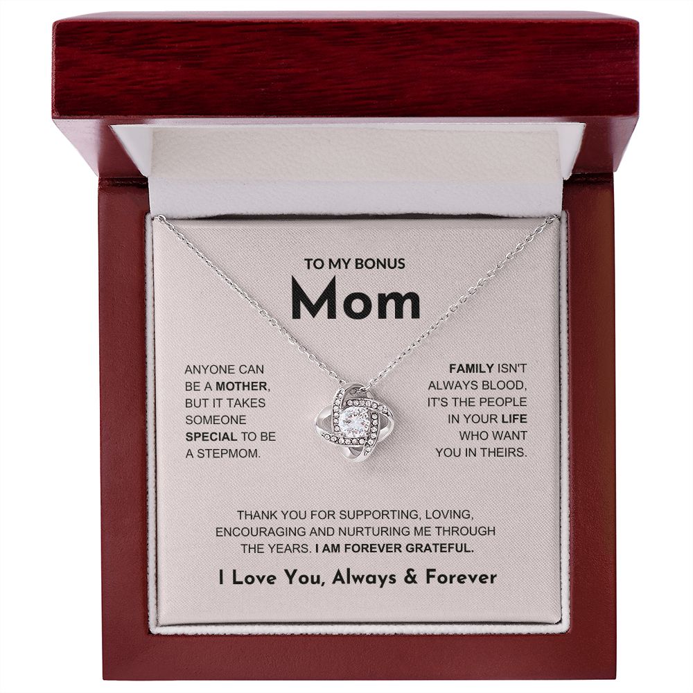 Bonus Mom - Forever Grateful - Love Knot Necklace