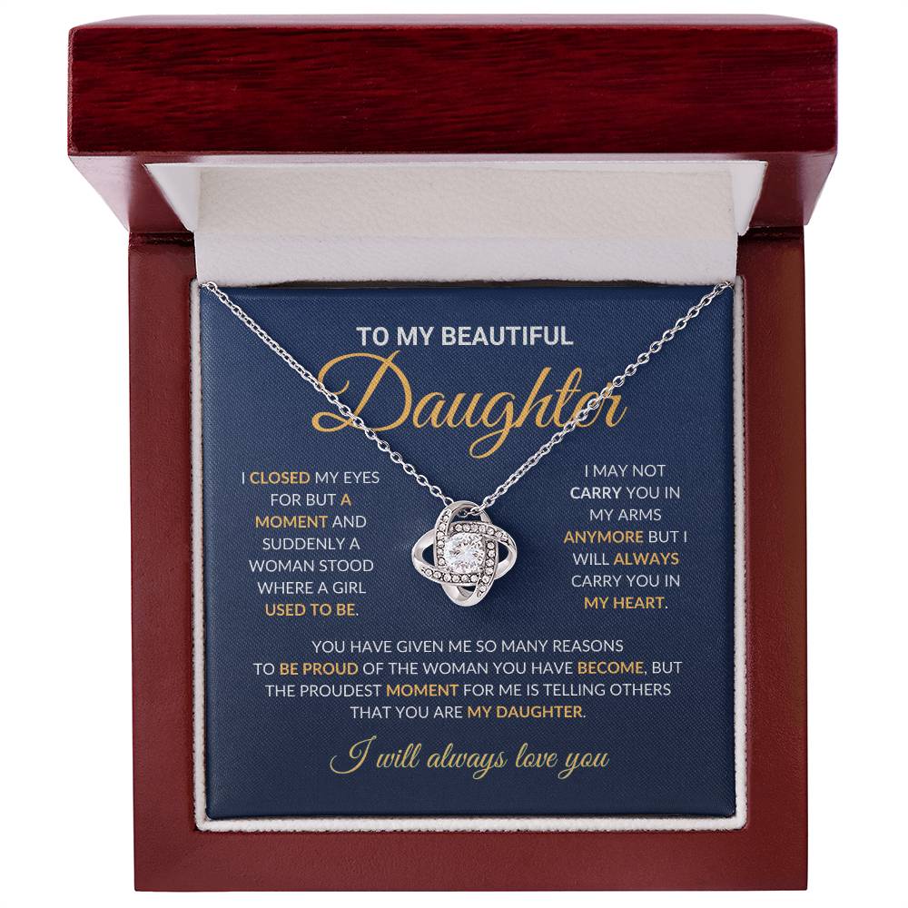 To My Beautiful Daughter - Love Knot Necklace