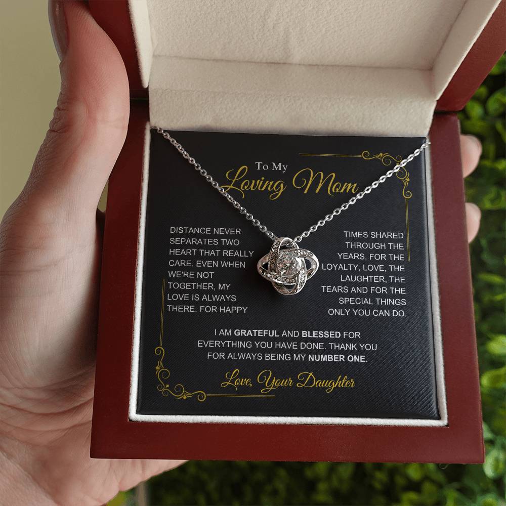 To My Mom-" I am Grateful" Love Knot Necklace-Daughter