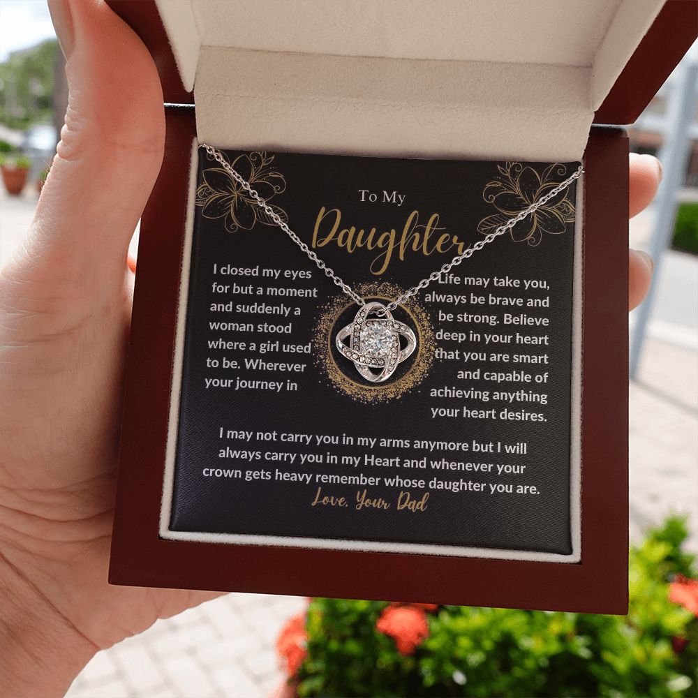 Daughter - Be Brave And Be Strong - Love Knot Necklace -DL007