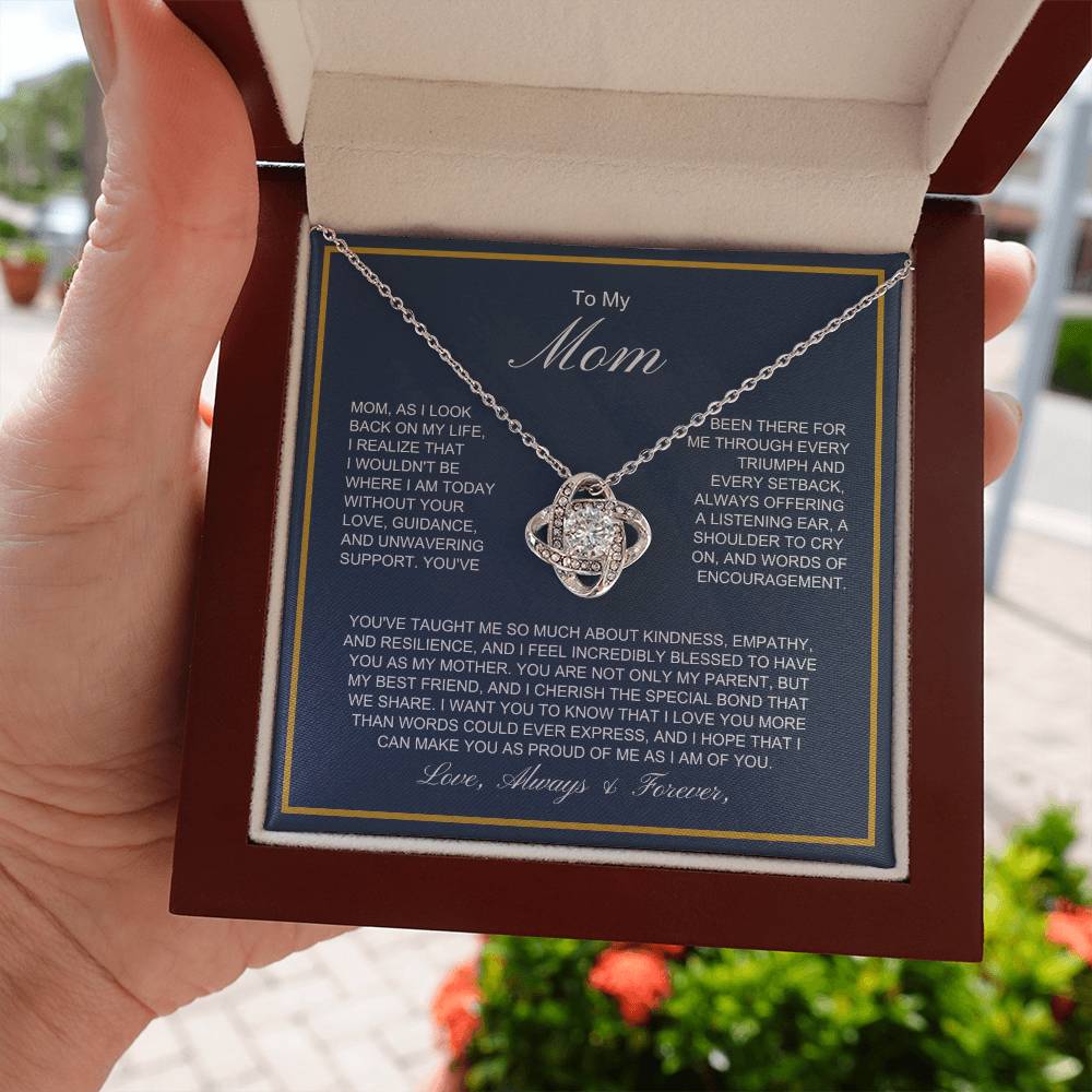To My Mom - More Than Words - Love Knot Necklace