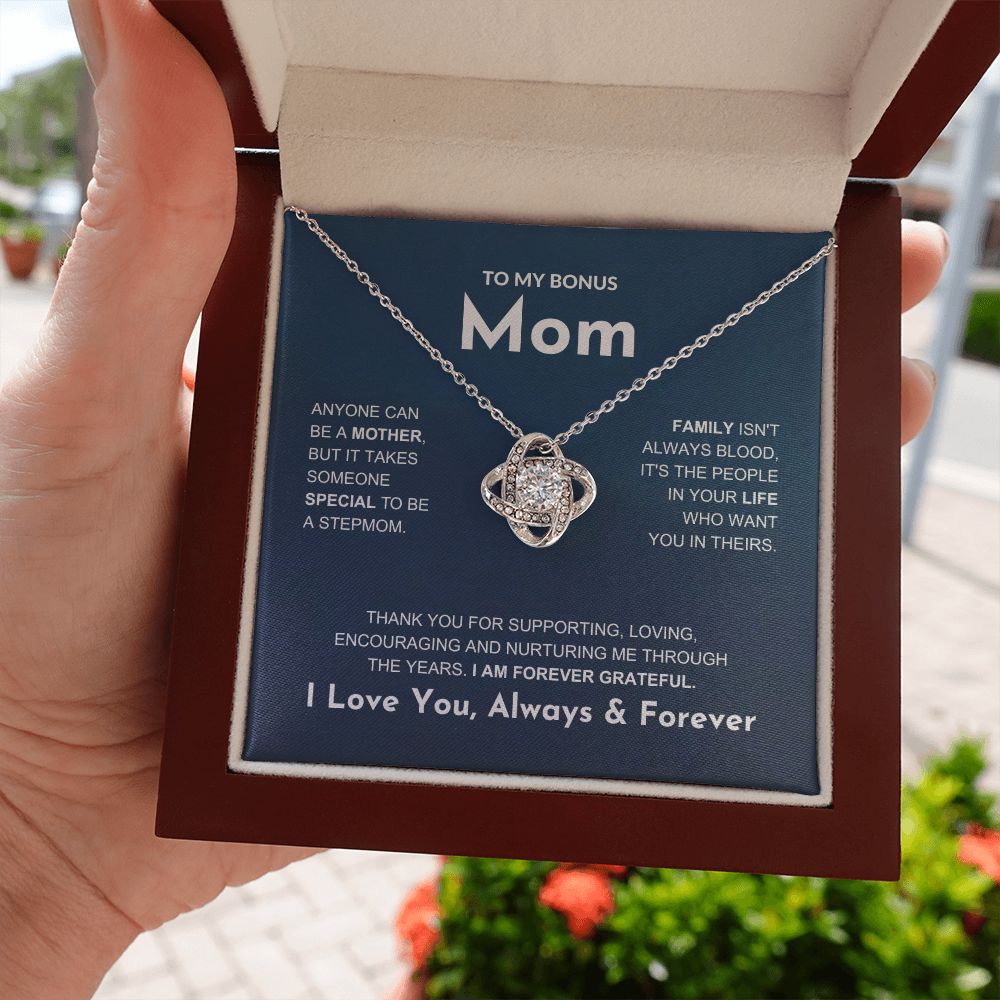 Bonus Mom - Forever Grateful - Love Knot Necklace