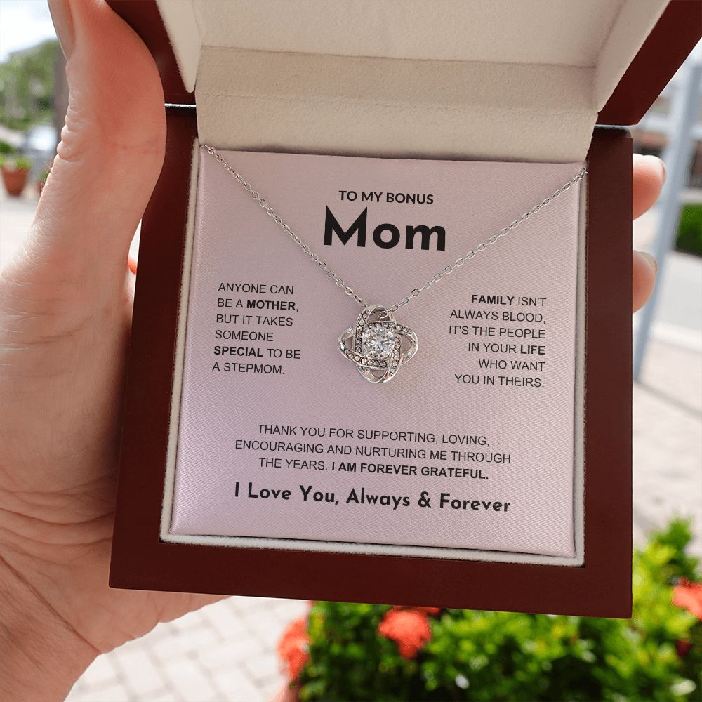 Bonus Mom - Forever Grateful - Love Knot Necklace