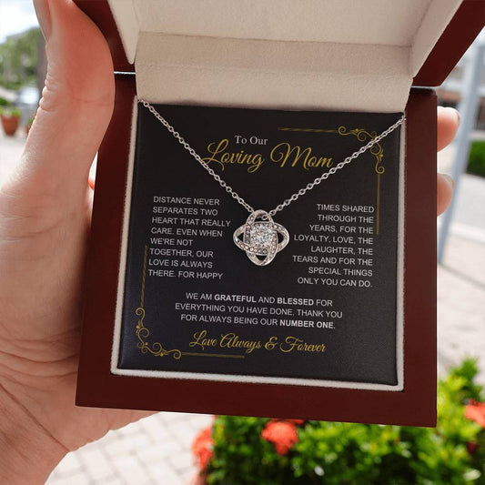 Our Mom-" I am Grateful" Love Knot Necklace