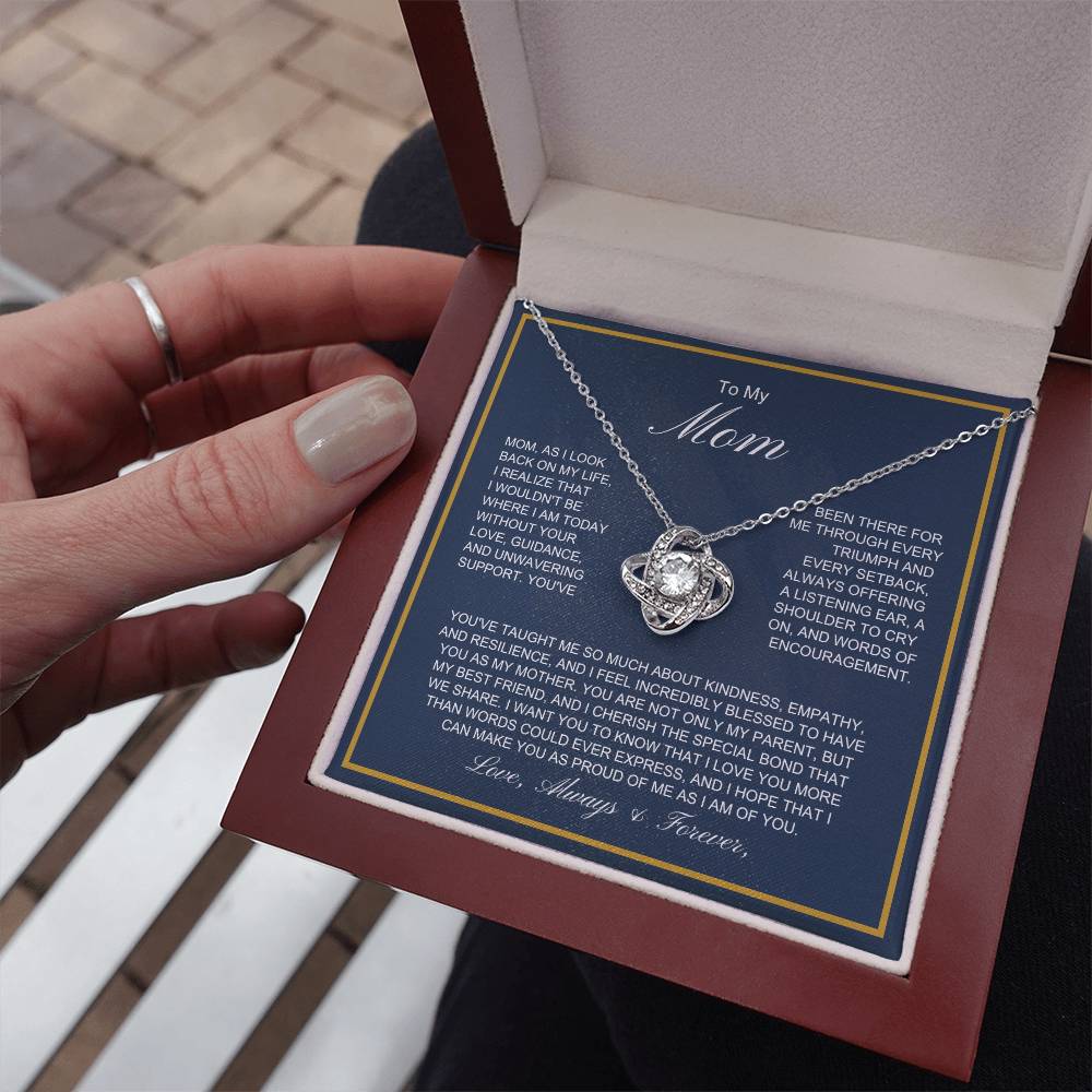 To My Mom - More Than Words - Love Knot Necklace