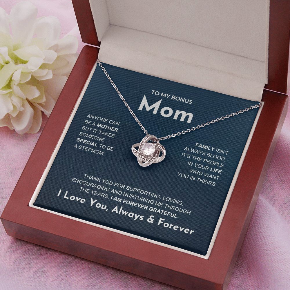 Bonus Mom - Forever Grateful - Love Knot Necklace