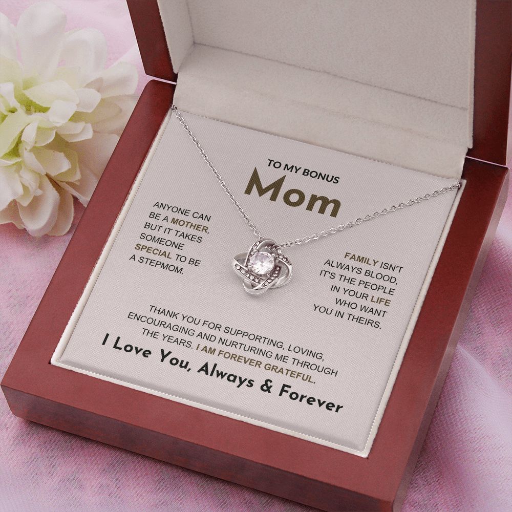 Bonus Mom - Forever Grateful - Love Knot Necklace
