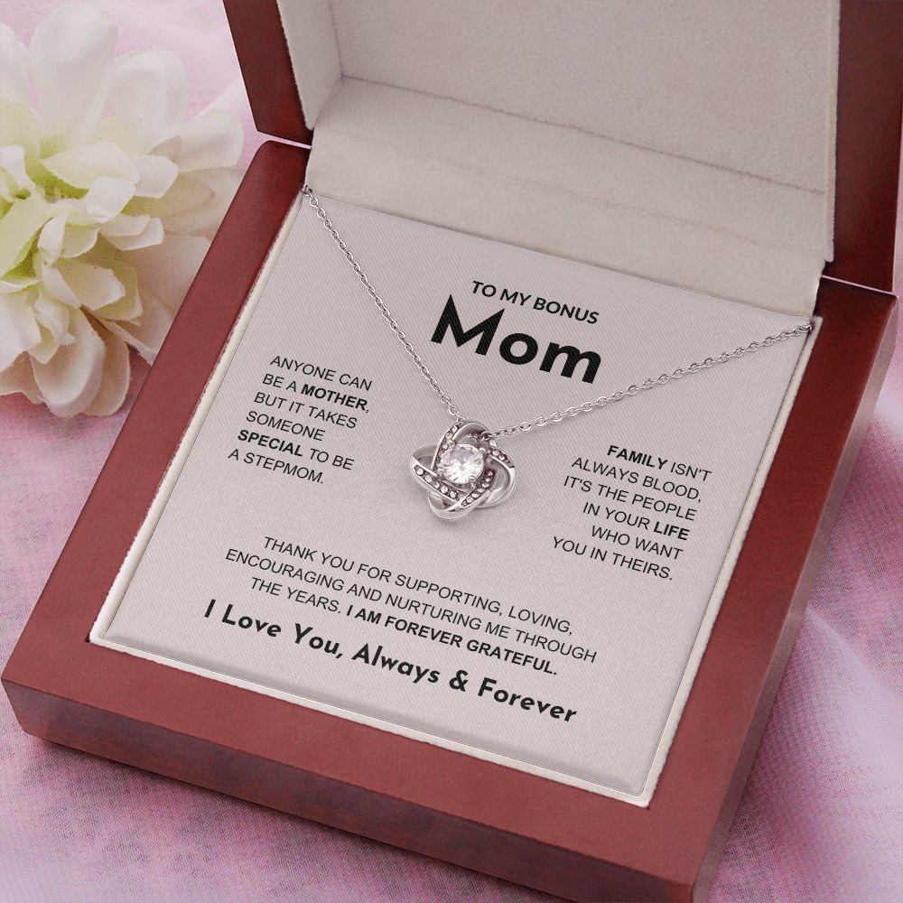 Bonus Mom - Forever Grateful - Love Knot Necklace