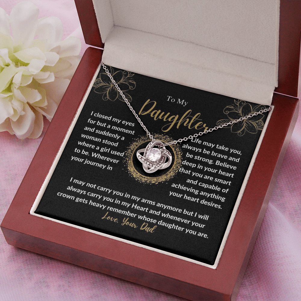 Daughter - Be Brave And Be Strong - Love Knot Necklace -DL007