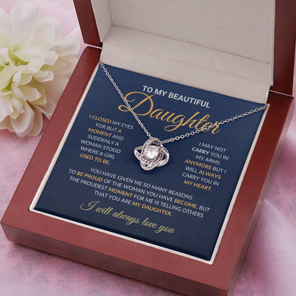 To My Beautiful Daughter - Love Knot Necklace