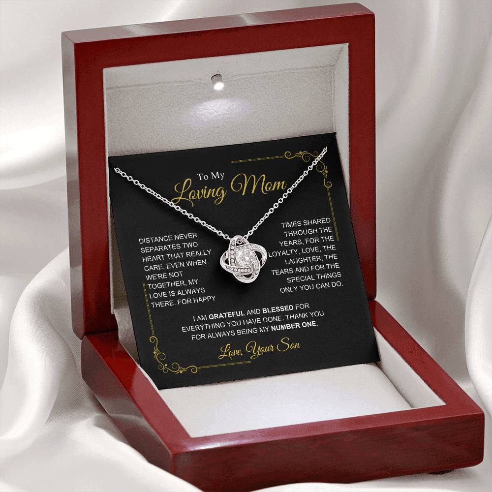 To My Mom-" I am Grateful" Love Knot Necklace-Son
