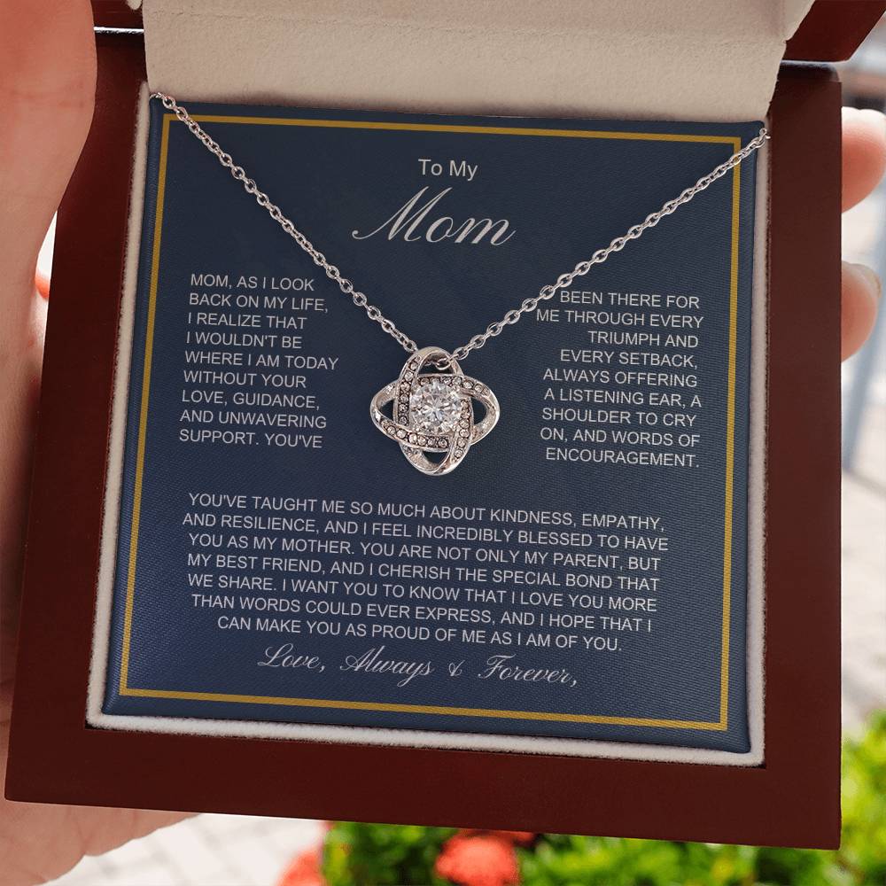To My Mom - More Than Words - Love Knot Necklace