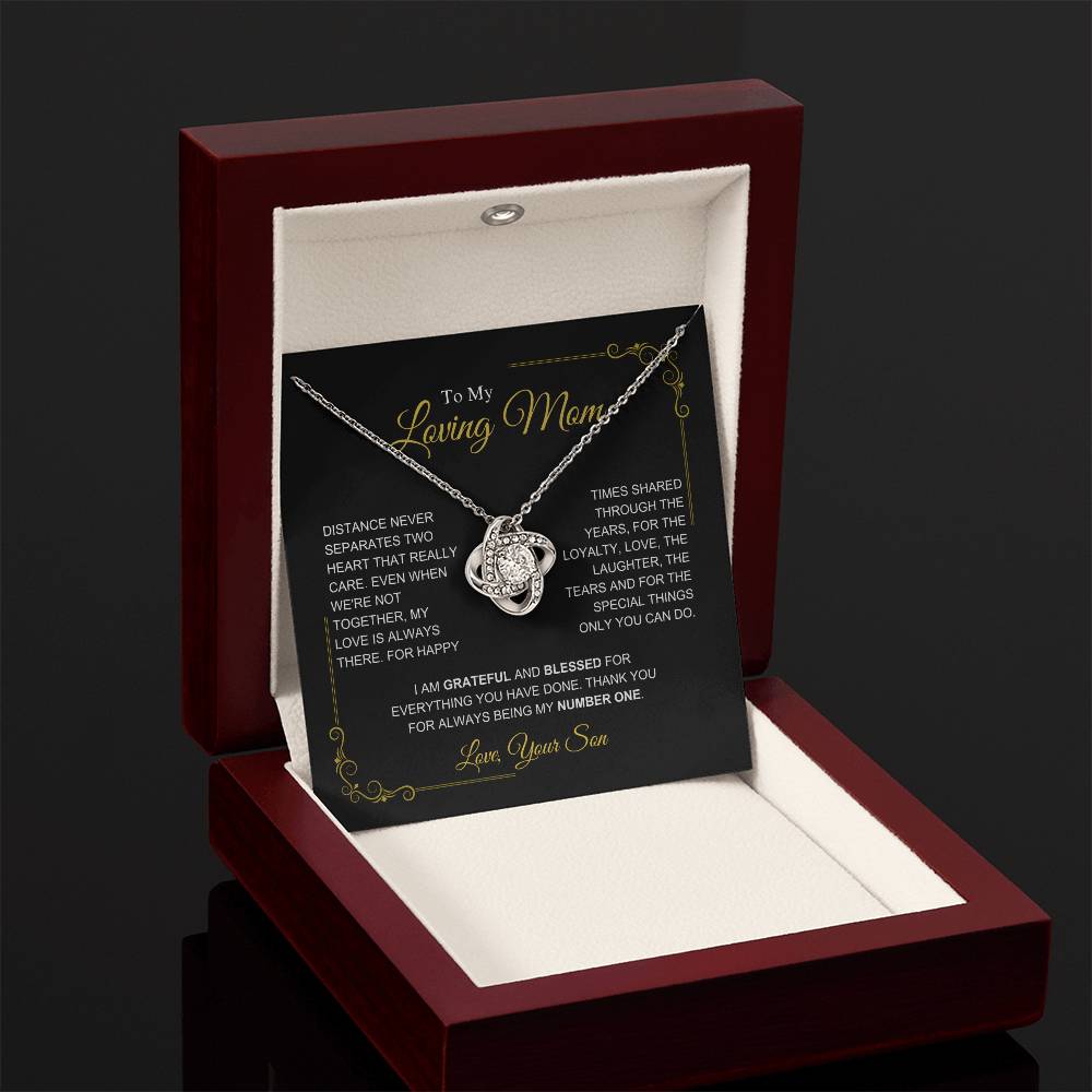 To My Mom-" I am Grateful" Love Knot Necklace-Son