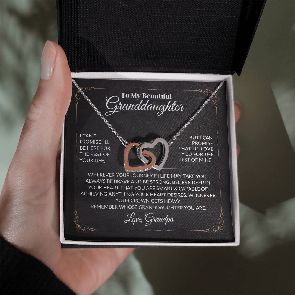 To My Beautiful Granddaughter - Interlocking Hearts Necklace