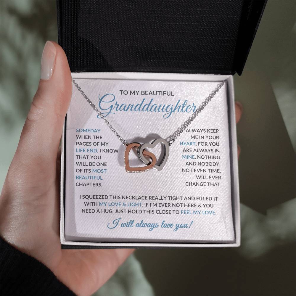 To My Beautiful Granddaughter - Interlocking Hearts Necklace