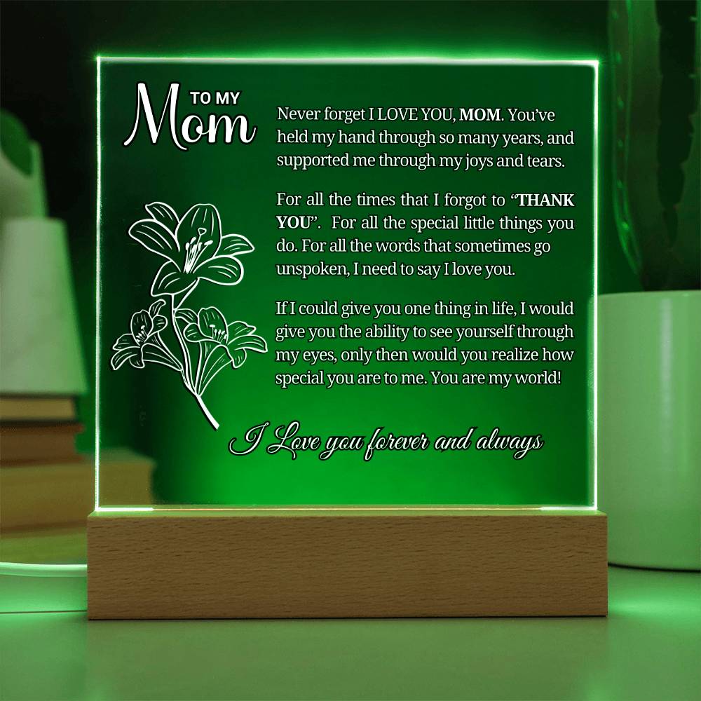 To My Mom- "Thank You" - Acrylic
