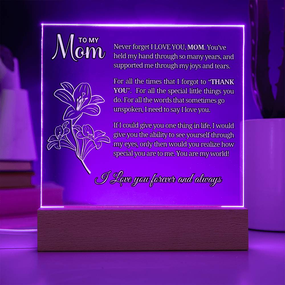 To My Mom- "Thank You" - Acrylic