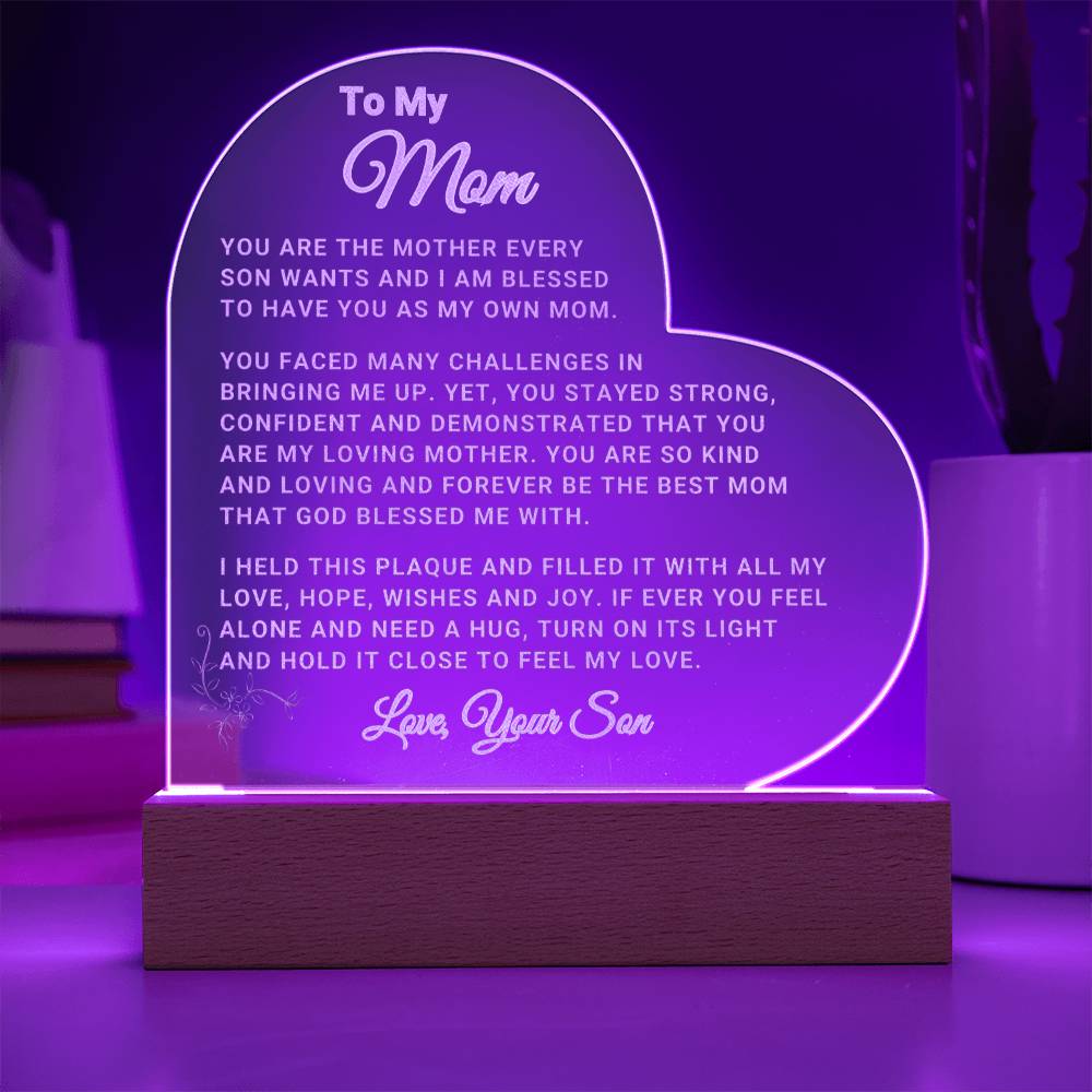 Mom Gift "Loving Mom" Heart Plaque - From Son