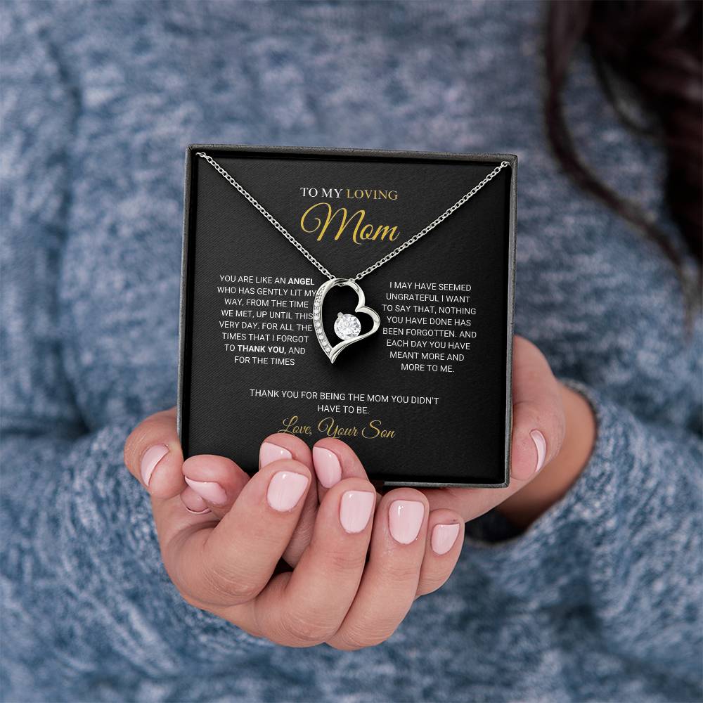 To My Loving Mom - An Angel - Forever Love Necklace