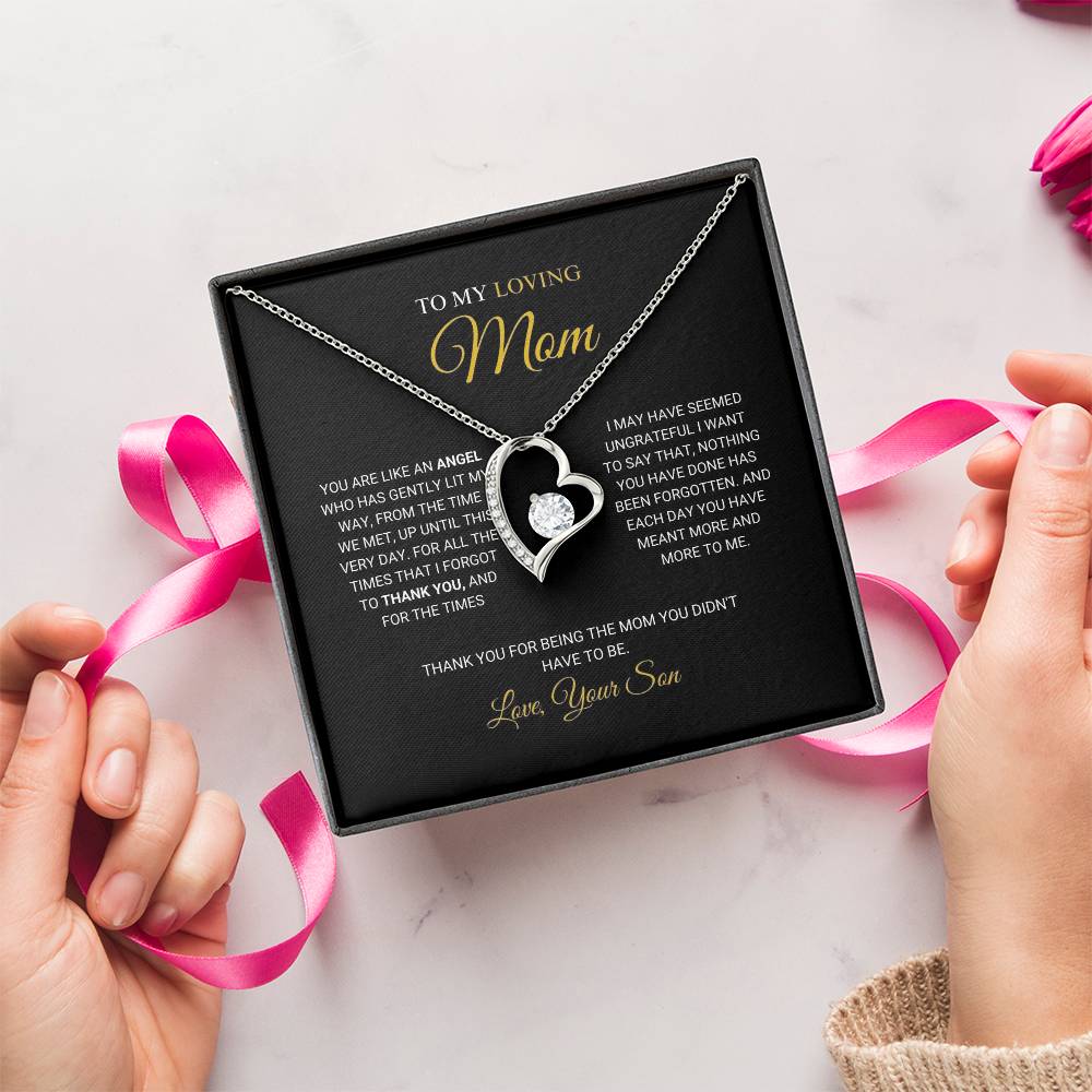 To My Loving Mom - An Angel - Forever Love Necklace