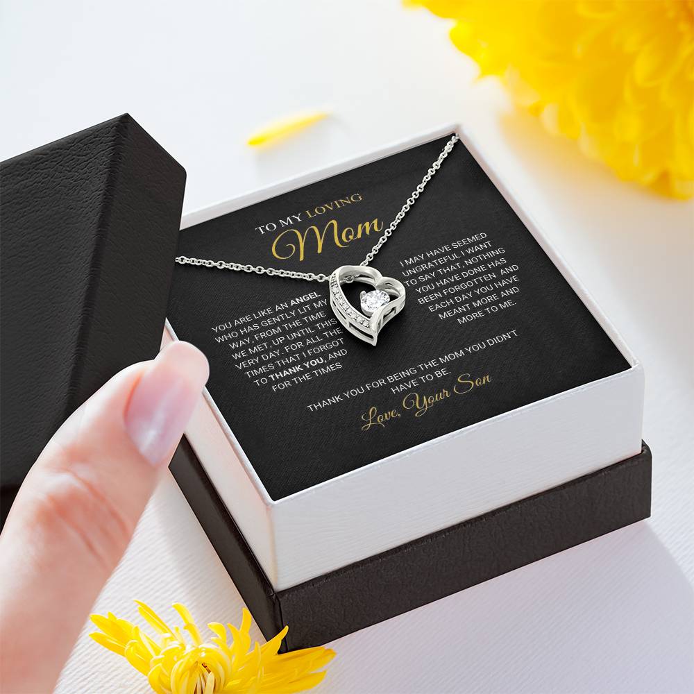 To My Loving Mom - An Angel - Forever Love Necklace