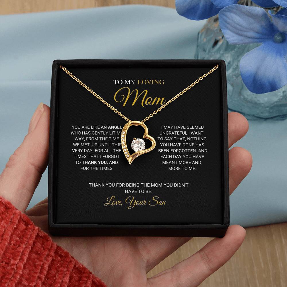 To My Loving Mom - An Angel - Forever Love Necklace