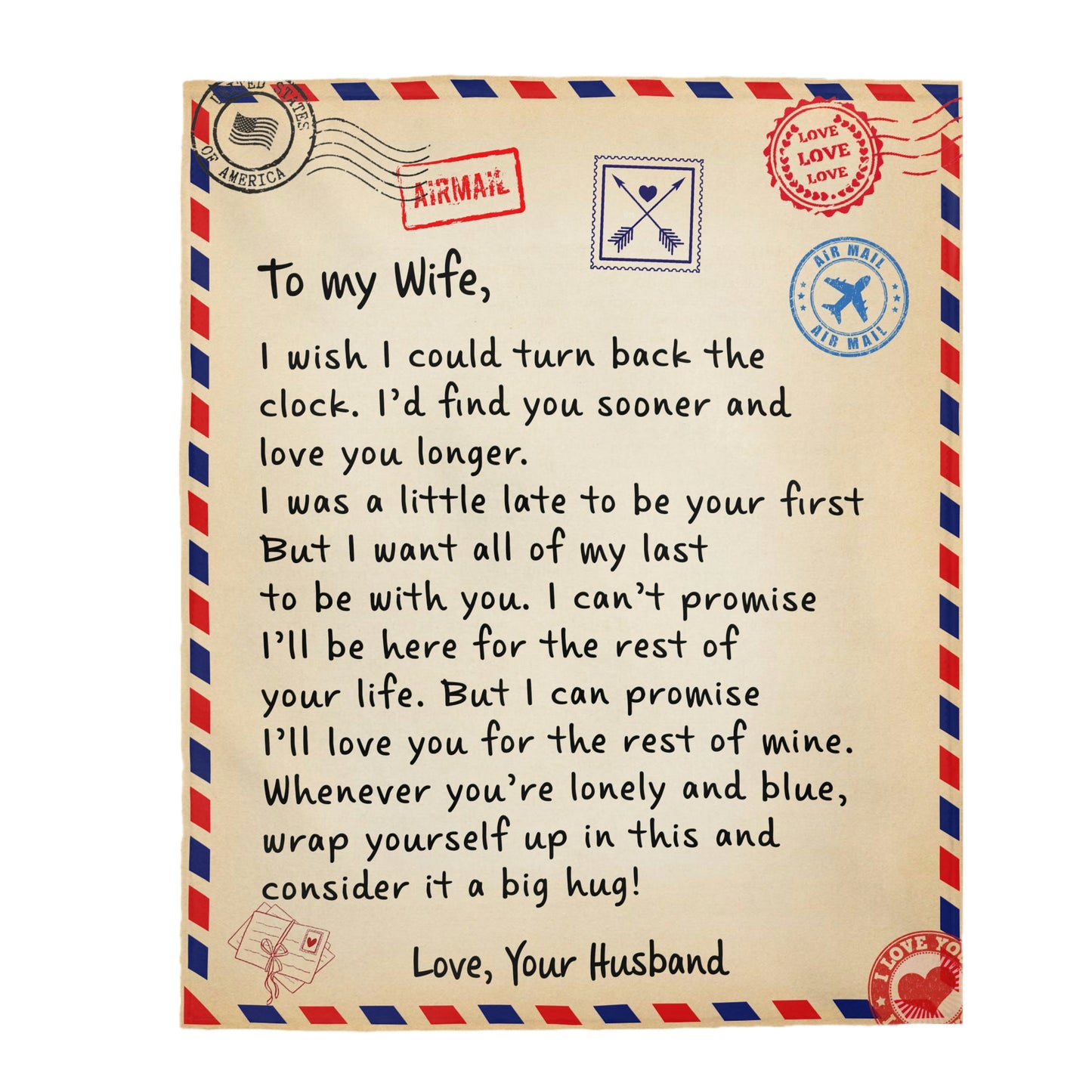 To My Wife - Giant Love Letter Cozy Plush Fleece Blanket