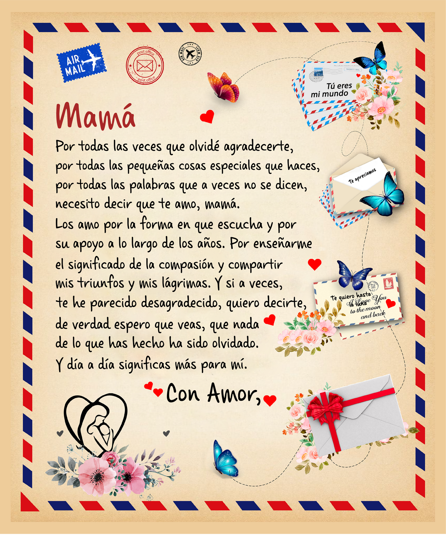 Manta Postal Gigante Mamá - tu Hijo