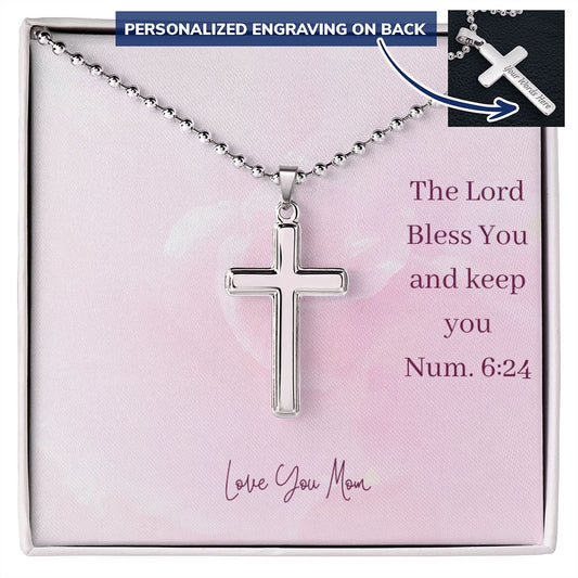 Mom- Personalized Cross Necklace