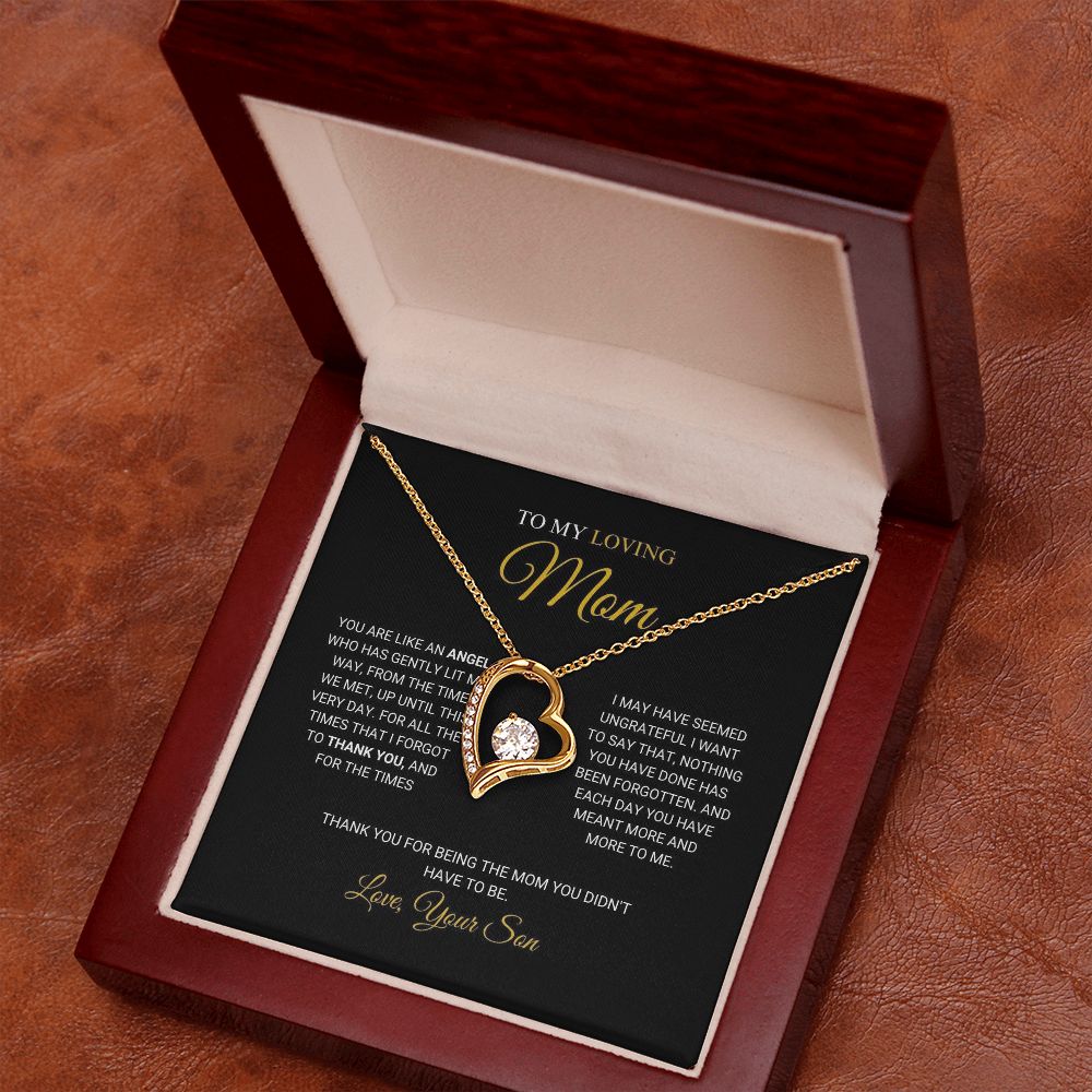 To My Loving Mom - An Angel - Forever Love Necklace