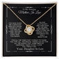 To My Amazing Mother In Law - I Love You - Love Knot Necklace
