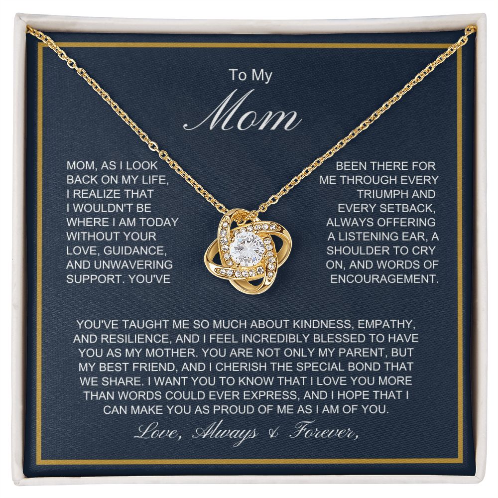 To My Mom - More Than Words - Love Knot Necklace