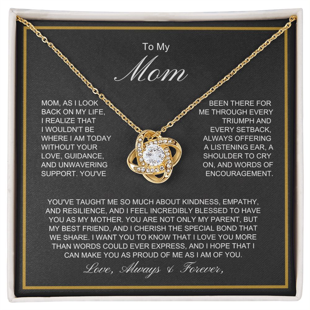 To My Mom - More Than Words - Love Knot Necklace