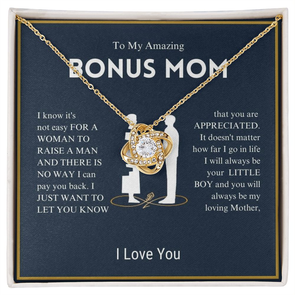 To My Amazing Bonus Mom - You Are Appreciated - Love Knot Necklace