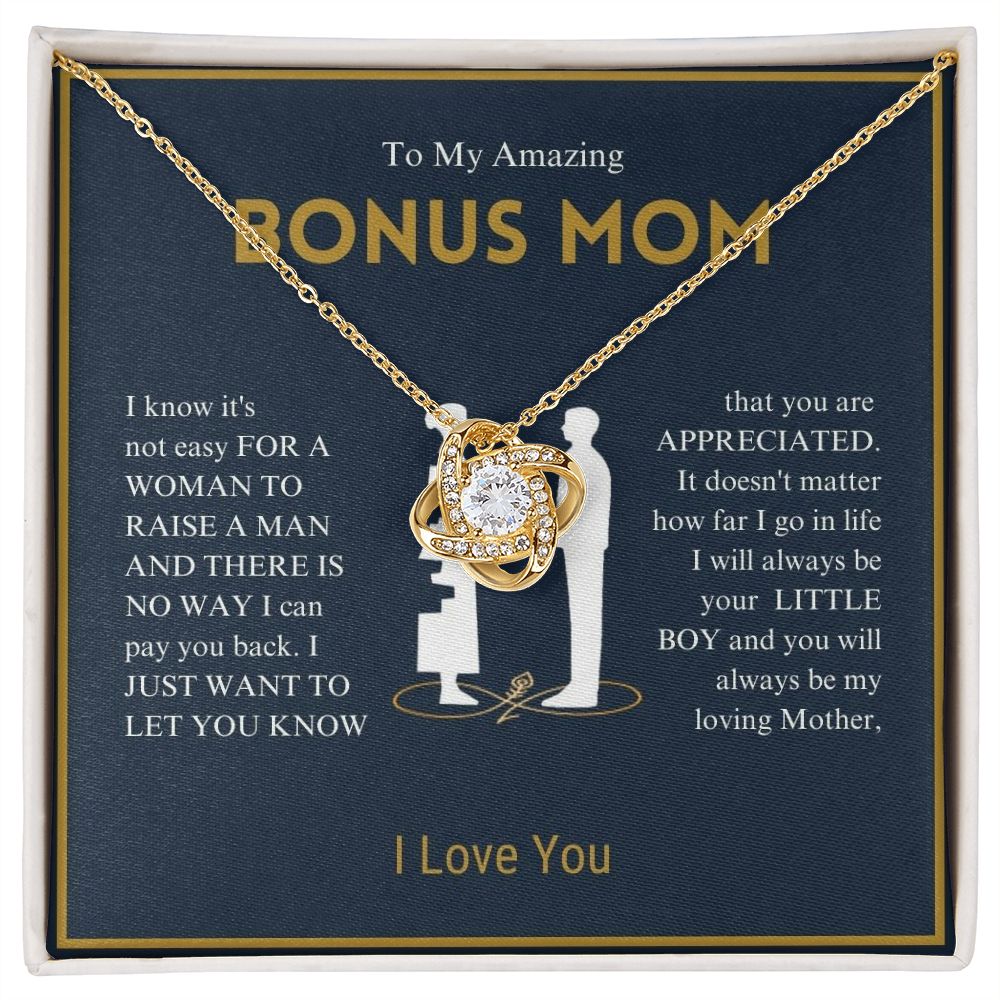 To My Amazing Bonus Mom - You Are Appreciated - Love Knot Necklace