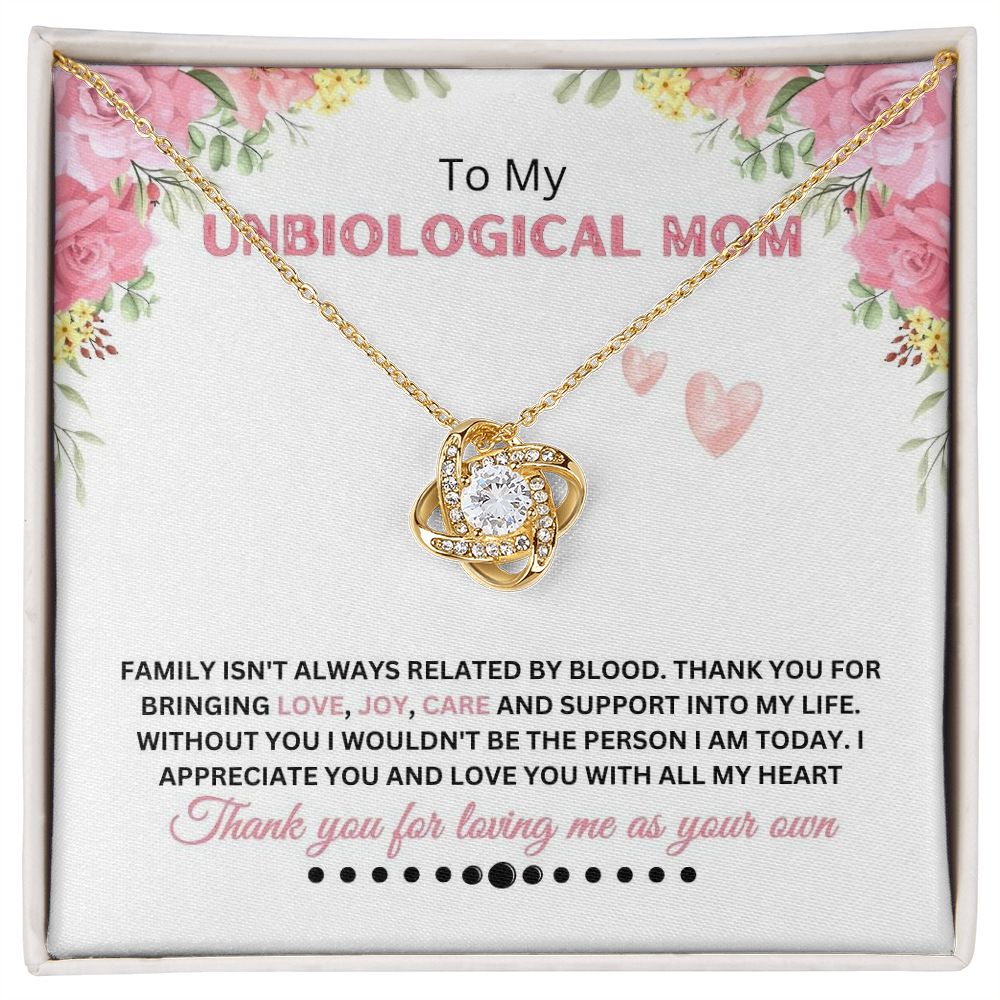 Unbiological Mom - Thank You - Love Knot Necklace