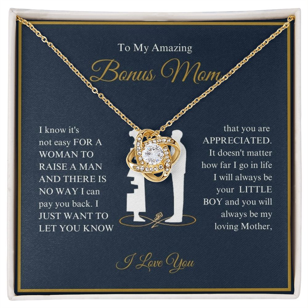 To My Amazing Bonus Mom - You Are Appreciated - Love Knot Necklace