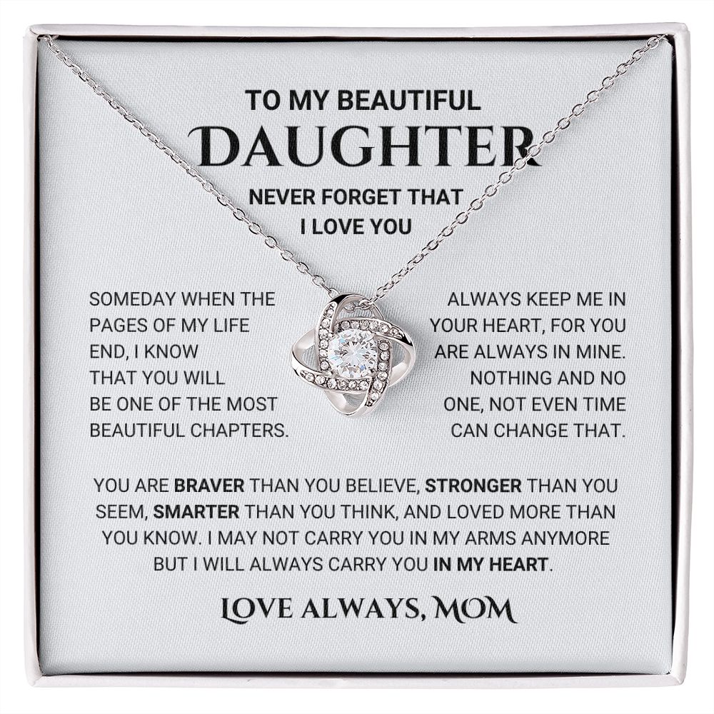 Daughter - Keep Me In Your Heart - Necklace Gift From Mom